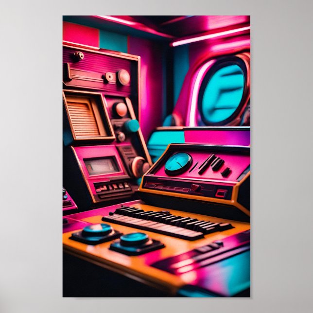 Neon Synthwave Galaxy Poster (Front)