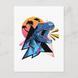 Neon T-Rex Dinosaur Graphics Teen Kids Cool Trendy Postcard