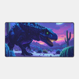 Neon T Rex Night Run Desk Mat