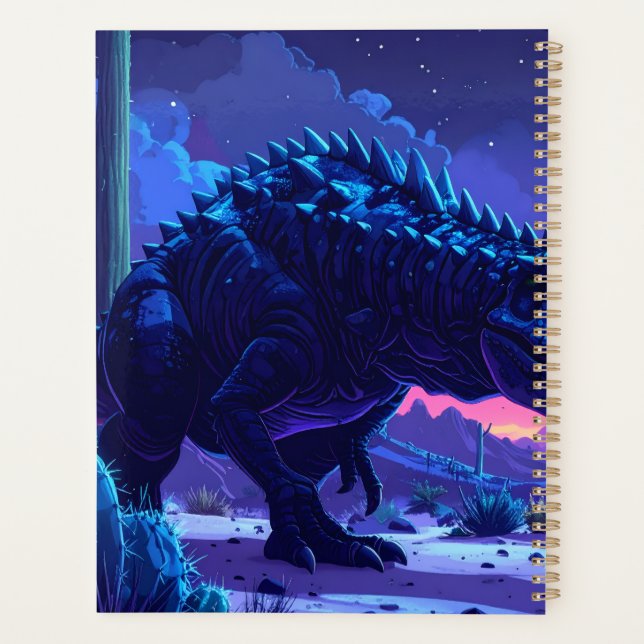 Neon T Rex Night Run Planner (Back)
