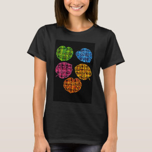 Neon Tartan Monstera Cheese plant leave Scottish  T-Shirt