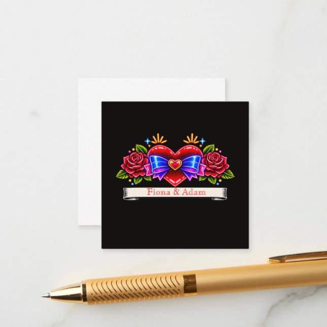 Neon Tattoo Style heart invite Love  (Front/Back In Situ)