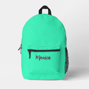 Neon Teal and Black 3D Personalised Name Printed Backpack