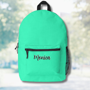 Neon Teal and Black 3D Personalised Name Printed Backpack