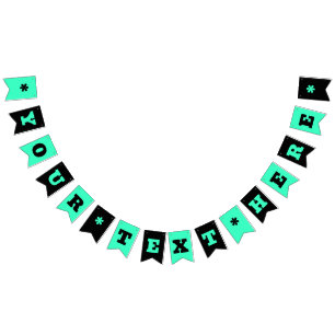 Neon Teal and Black Colour   Customise Bunting Fla Bunting