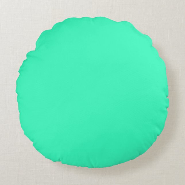 Neon Teal Solid Colour | Classic Round Cushion (Front)