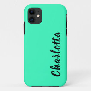 Neon Teal Solid Colour Custom Personalise iPhone 11 Case