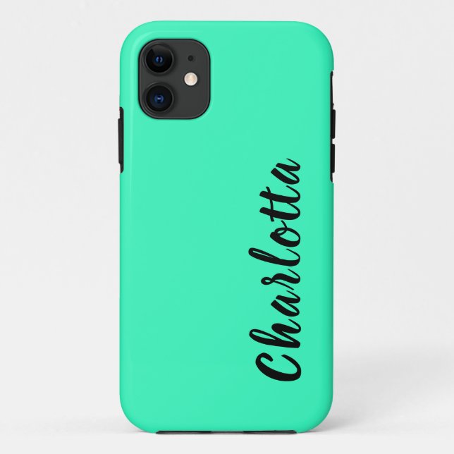 Neon Teal Solid Colour | Custom Personalise Case-Mate iPhone Case (Back)
