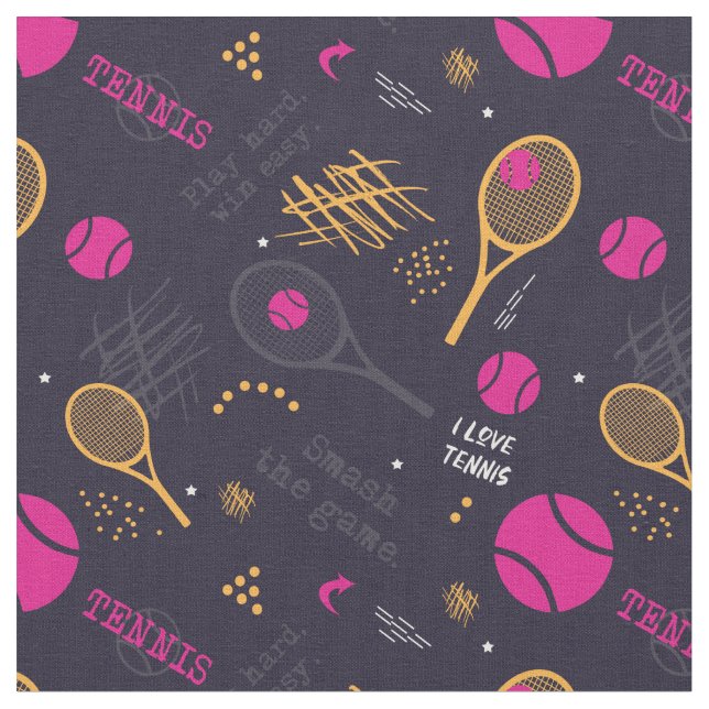 Neon Tennis pattern  custom size Fabric (Close Up)
