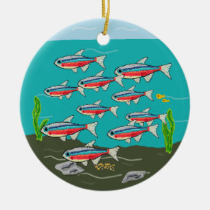 Neon Tetra Ceramic Tree Decoration