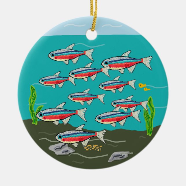 Neon Tetra Ceramic Tree Decoration (Front)