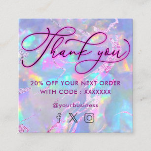 neon thank you gemstone opal texture discount card