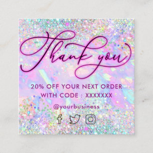 neon thank you glitter opal texture discount card