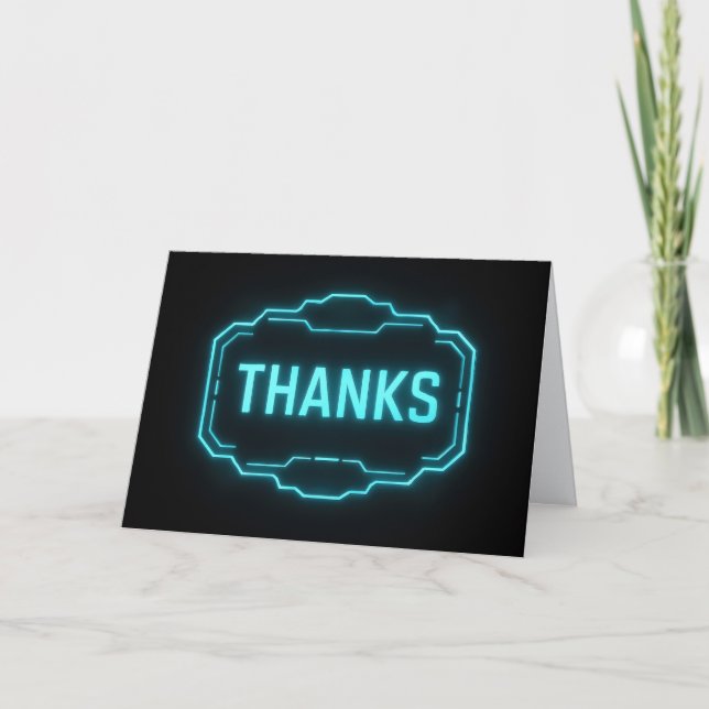 Neon Thanks Sign On Black Card (Front)