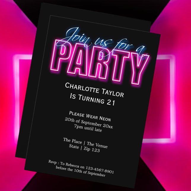 Neon Themed Party Invitation (Creator Uploaded)