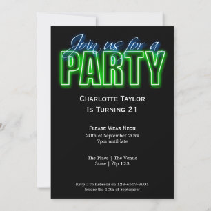 Neon Themed Party Invitation