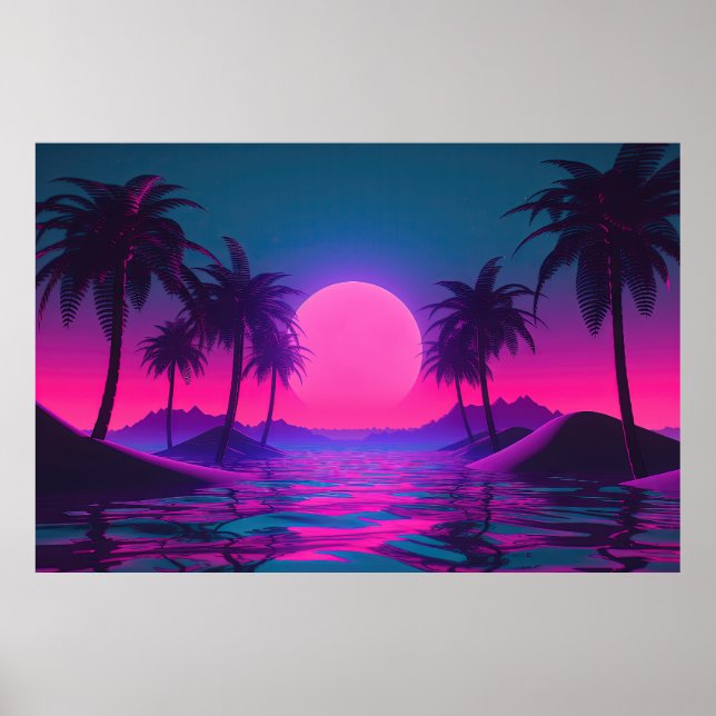 Neon Tides: A Vaporwave Celebration of Oceans Poster (Front)
