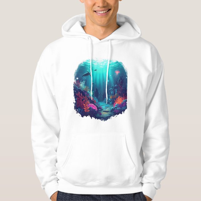 Neon Tides – Deep Ocean Kingdom Illustration Hoodie (Front)