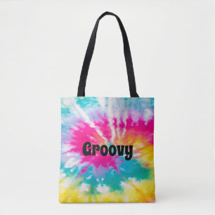 Neon Tie Dye Groovy Personalised  Tote Bag