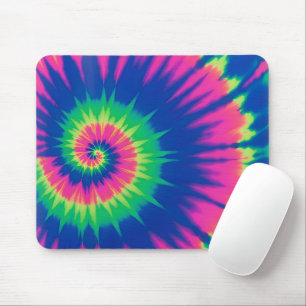 Neon Tie-Dye Spiral Mouse Mat