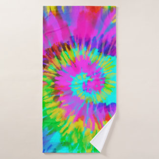 Neon Tie Dye Swirl Bath Towel Set