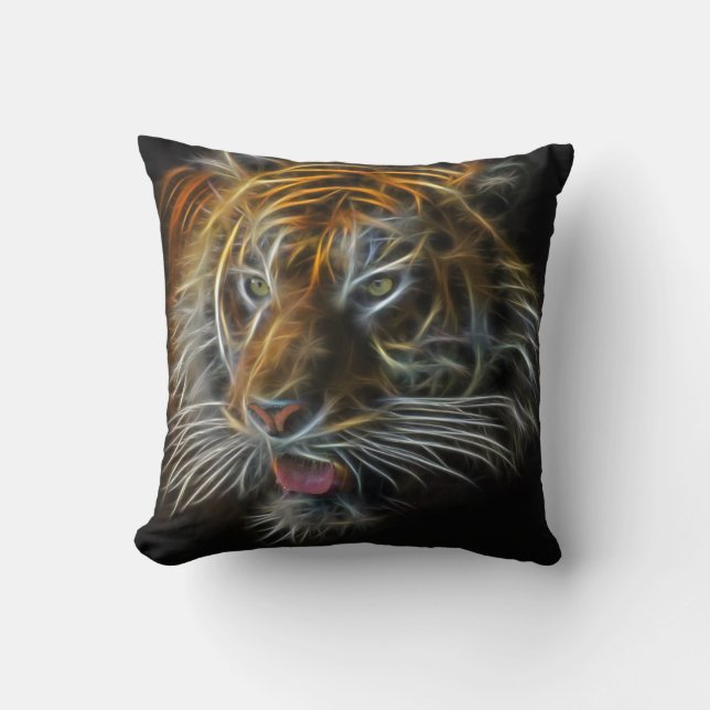 Neon Tiger Abstract Cushion (Front)