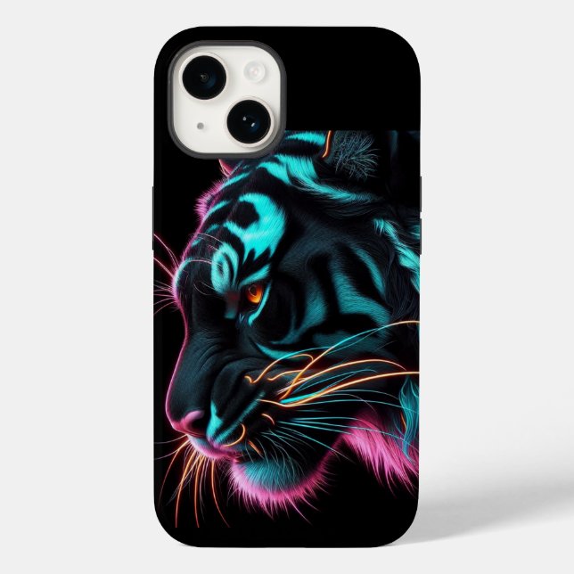 Neon Tiger Design Phone Case/iPhone 14 Case (Back)