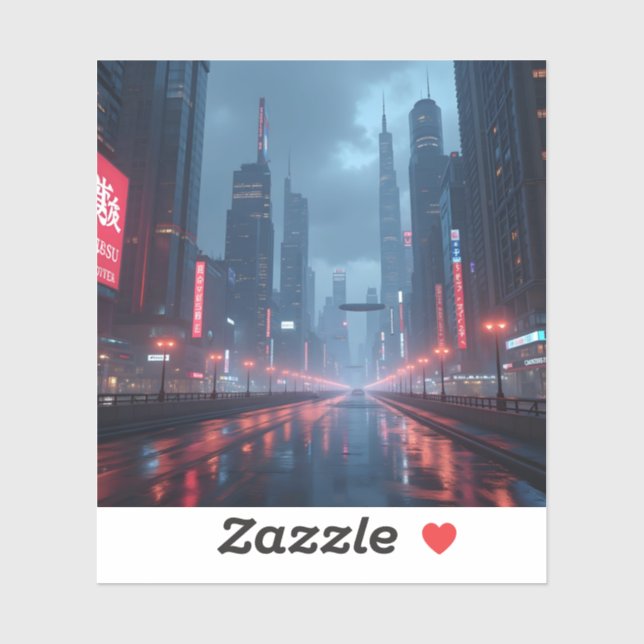 Neon Tomorrow – Cyberpunk Cityscape Square Vinyl (Sheet)
