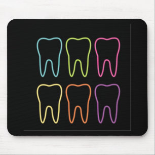 Neon tooth graphic for dentist mouse mat