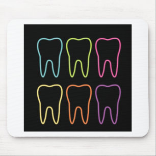 Neon tooth graphic for dentist mouse mat