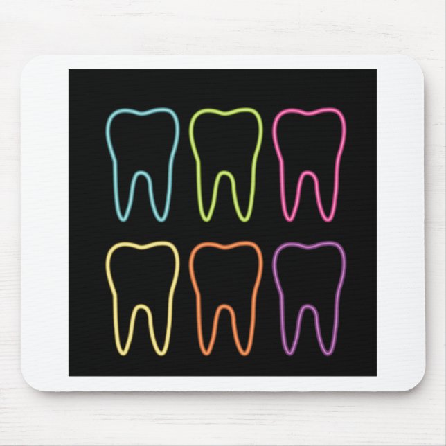 Neon tooth graphic for dentist mouse mat (Front)