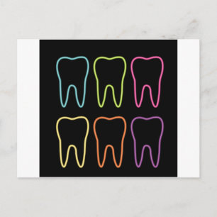 Neon tooth graphic for dentist postcard