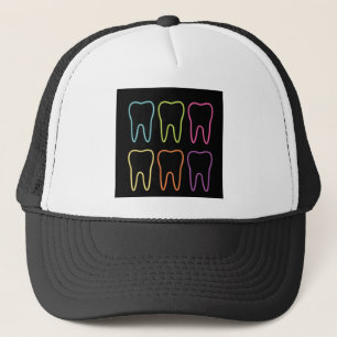 Neon tooth graphic for dentist trucker hat