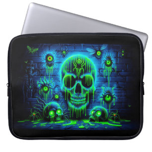 Neon Toxic Waste Skulls Laptop Sleeve