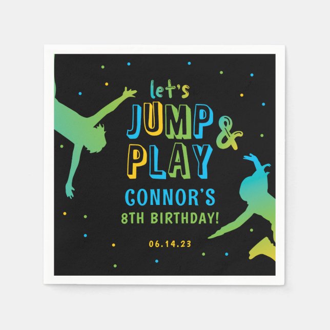 Neon Trampoline Park Boys Birthday Party Napkin (Front)