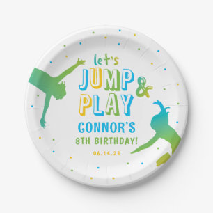 Neon Trampoline Park Boys Birthday Party Paper Plate