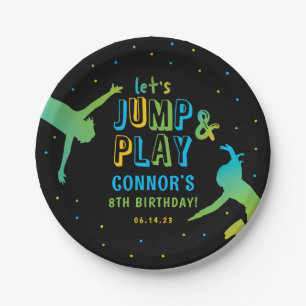 Neon Trampoline Park Boys Birthday Party Paper Plate