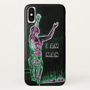 Neon Transparent Man Reaching For the Sky I AM MAN iPhone X Case