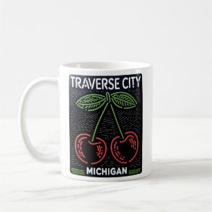 Neon Traverse City Michigan Cherries Coffee Mug
