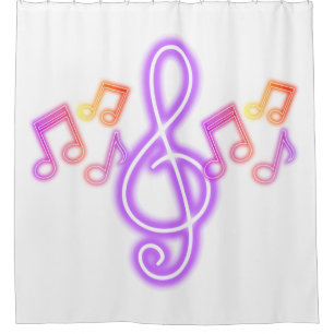 Neon Treble Clef Music Notes Shower Curtain