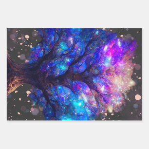 neon tree of life    wrapping paper sheets