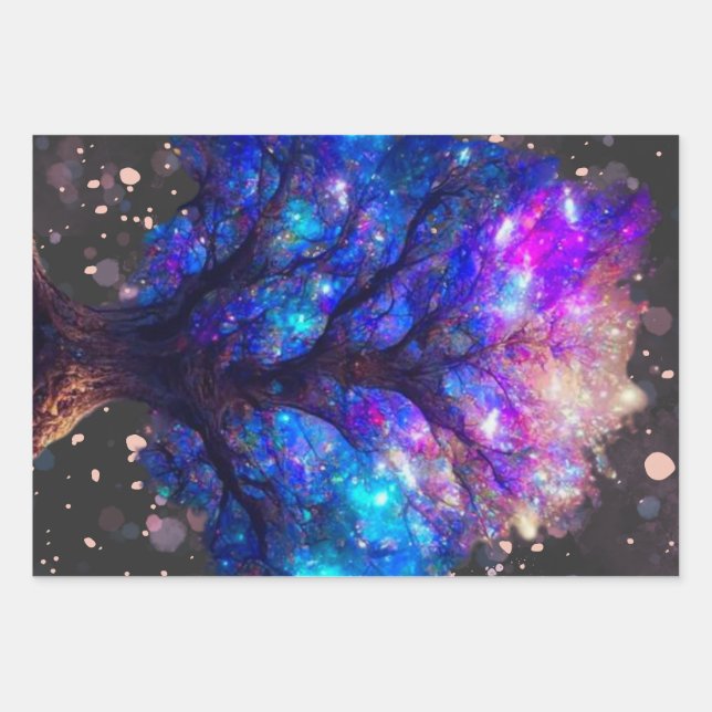 neon tree of life    wrapping paper sheets (Front)