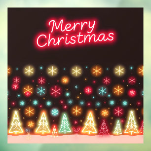Neon Trendy Christmas Holiday Collection Window Cling
