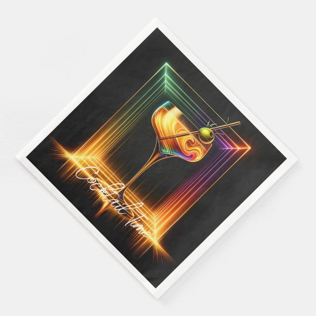 Neon Trendy Party Time Personalised Napkin (Corner)