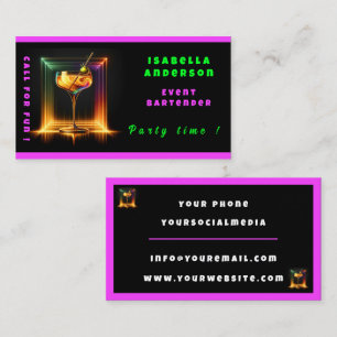 Neon Trendy Party Time Personalised Professional Business Card