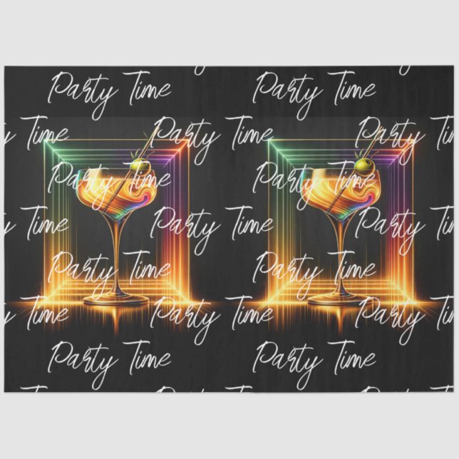 Neon Trendy Party Time Personalised Tissue Paper (Front)