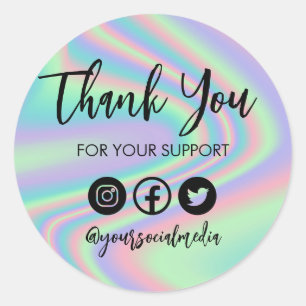 Neon Trendy Thank You Media Insert Classic Round Sticker