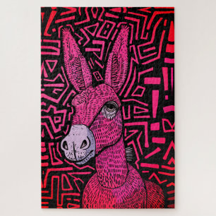Neon Tribal Donkey – Bold and Psychedelic Wall Art Jigsaw Puzzle