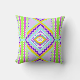 Neon Tribal Dreams Kaleidoscope Cushion