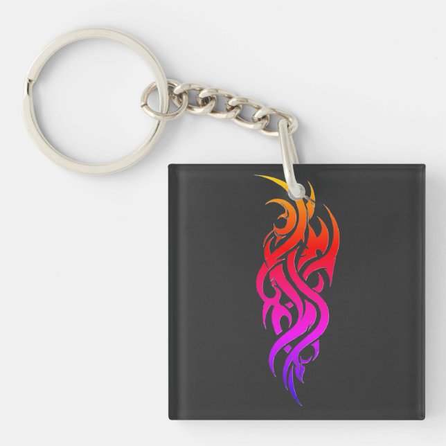 Neon tribal on back key ring (Front)
